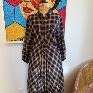 THE GREAT. Plaid Long-sleeve Button Down Dress (0)